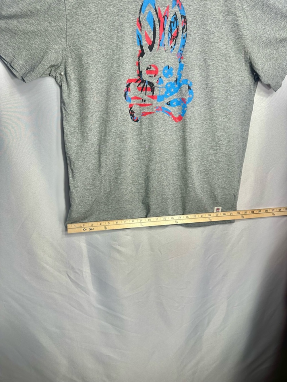 Psycho Bunny Grey Tee with Red & Blue size XL Bunny Graphic new w/out tags - Picture 7 of 10